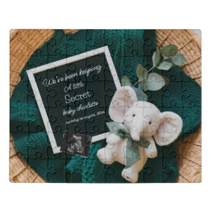 A cozy Neutral basket pregnancy announcement  Jigsaw Puzzle