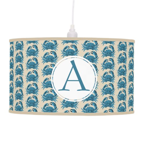 A Crab blue tan personalized Pendant Lamp