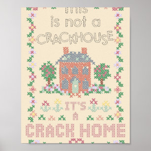 A Crack Home - cross stitch embroidery Poster