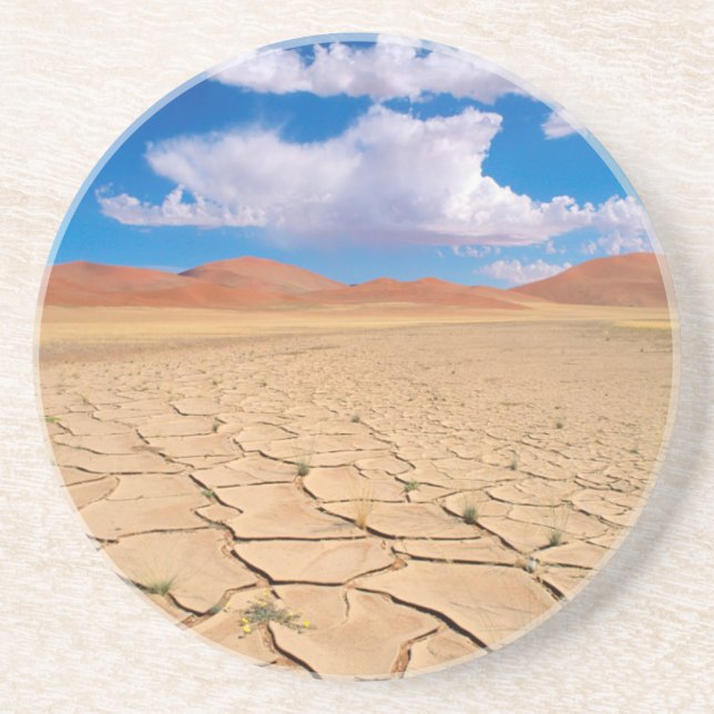 A cracked desert plain sandstone coaster (Front)