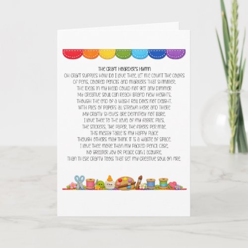 A Craft Hoarders Hymn - A funny card for any craft