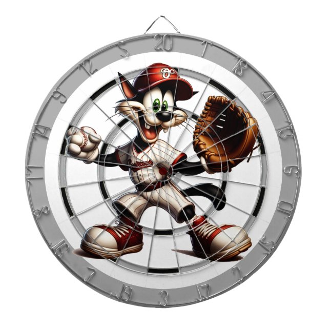 A Crazy Cat Baseball Pitcher Regulation  Dart Board (Front)