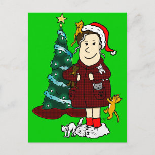 'A Crazy Cat Lady Christmas' Holiday Postcard