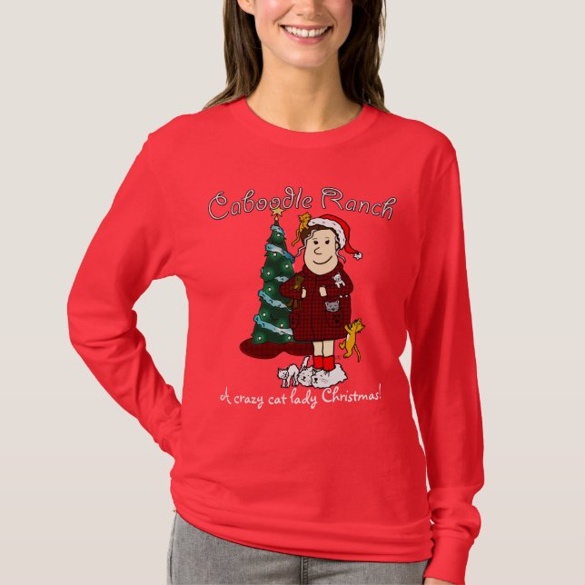 'A Crazy Cat Lady Christmas' T-Shirt (Front)