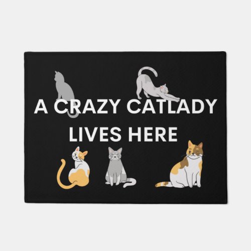 A crazy cat lady lives here cat lover  doormat