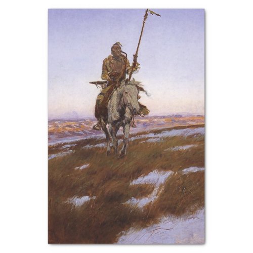 A Cree Indian Cowboy Art by Charles Russell Tissue Paper