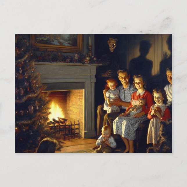 A Creepy Haunted Christmas Horror Postcard (Front)