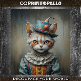 A creepy kitten dressed as a clown - tissue paper