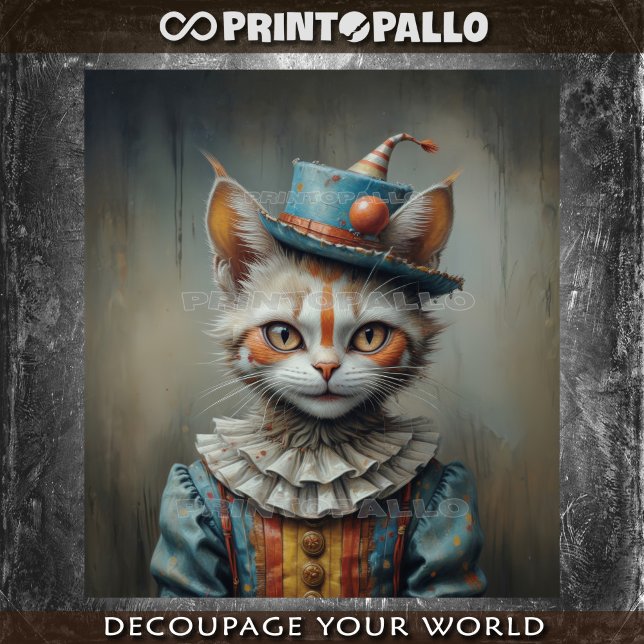 A creepy kitten dressed as a clown -  tissue paper (Creator Uploaded)