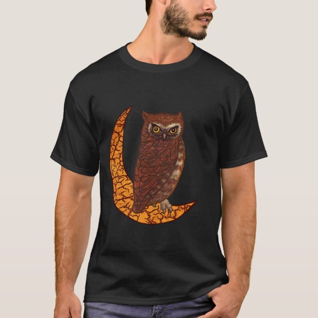 A Crescent Moon Owl  t-shirts (Front)