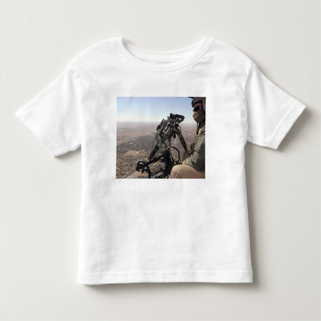 A crew chief looks for suspicious activity toddler t-shirt (Front)