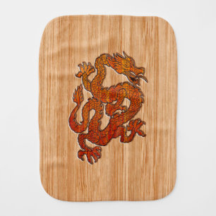A Crimson Dragon on Bamboo like Burp Cloth