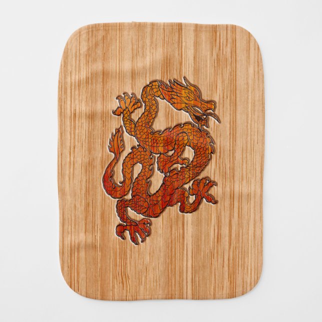 A Crimson Dragon on Bamboo like Burp Cloth (Front)