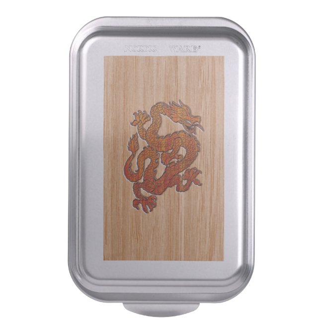 A Crimson Dragon on Bamboo like Cake Pan (Front Vertical)