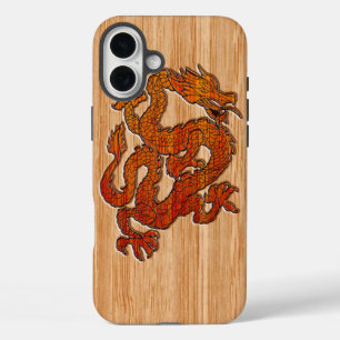 A Crimson Dragon on Bamboo like iPhone 16 Plus Case