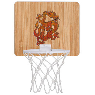 A Crimson Dragon on Bamboo like Mini Basketball Hoop