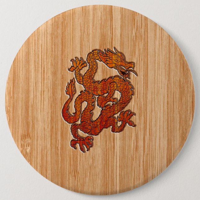 A Crimson Dragon on Bamboo like Pinback Button (Front)