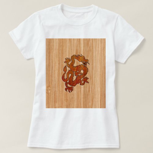A Crimson Dragon on Bamboo like T_Shirt
