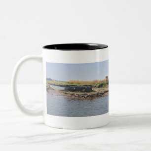 A Crocodile Cooling Off Near the Zambezi River. Two-Tone Coffee Mug