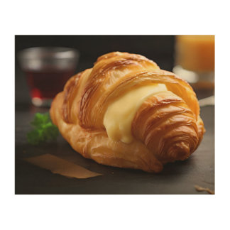 A croissant filled with cheese- Wood Wall Art