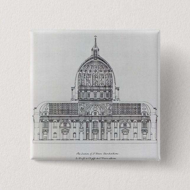 A cross-section of St. Peter's, Rome Button (Front)