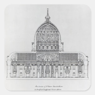 A cross-section of St. Peter's, Rome Square Sticker