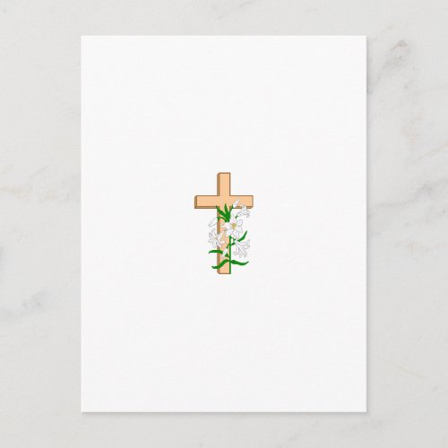 A Cross Standing Behind A White Flower Postcard