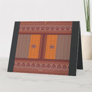 a cross stitch pattern in orange and brown thank you card
