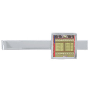 a cross stitch pattern of a vase with flowers silver finish tie bar