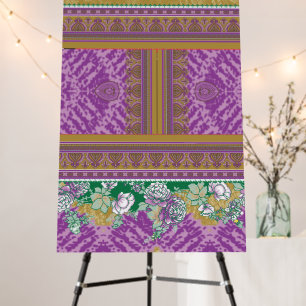 a cross stitch pattern with a purple and yellow b foam board