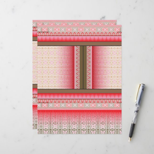 a cross stitch pattern with a red background (Front/Back In Situ)