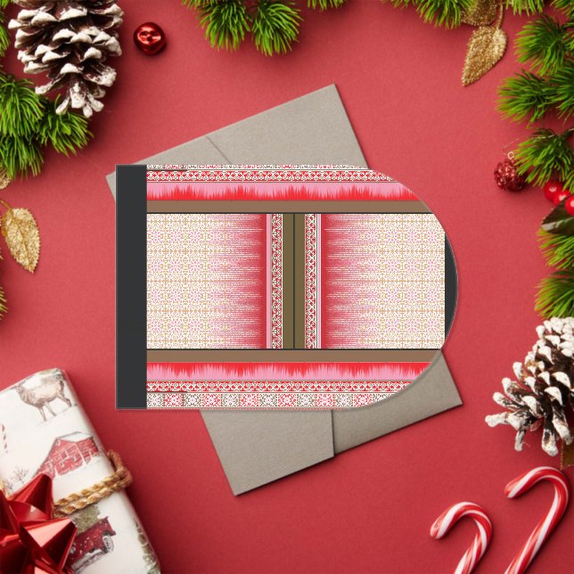 a cross stitch pattern with a red background acrylic invitations (Insitu (Holiday))