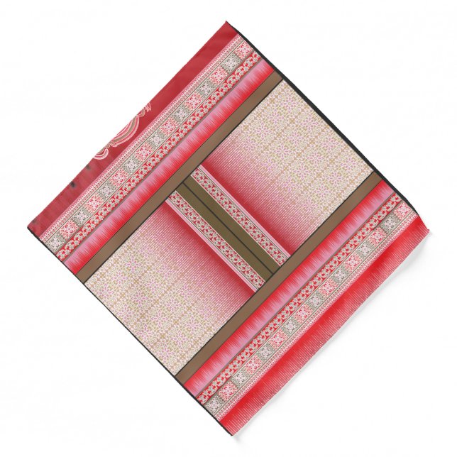 a cross stitch pattern with a red background bandana (Front)