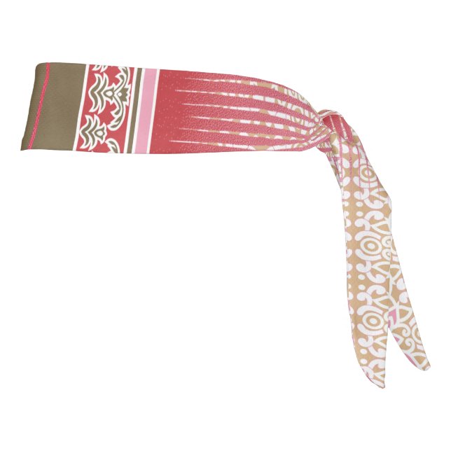 a cross stitch pattern with a red background tie headband (Rotate 90)