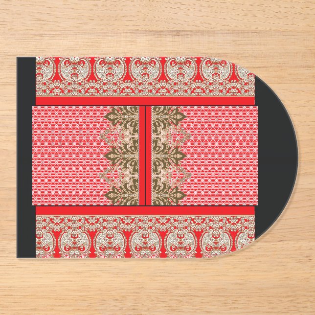 a cross stitch pattern with a red border acrylic invitations (Front)