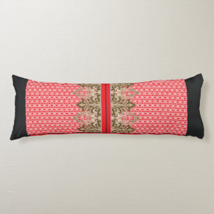 a cross stitch pattern with a red border body pillow