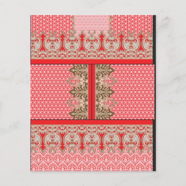 a cross stitch pattern with a red border flyer (Front)