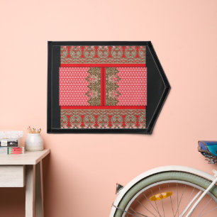 a cross stitch pattern with a red border pennant