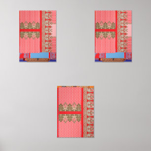 a cross stitch pattern with a red border wall art sets
