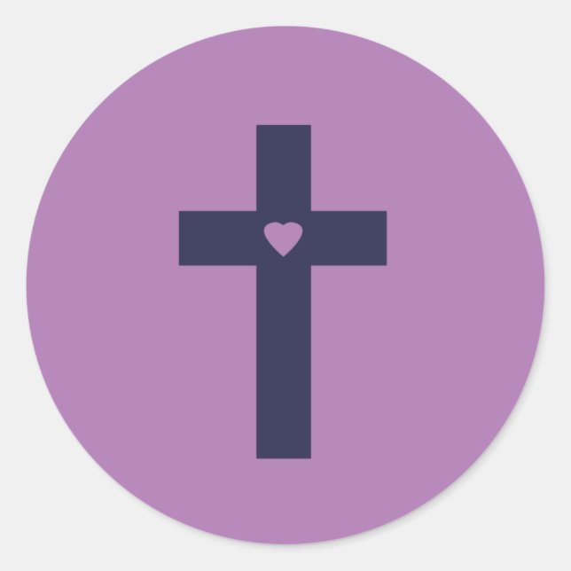 A cross with heart  classic round sticker (Front)