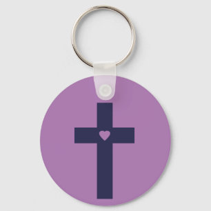 A cross with heart keychain