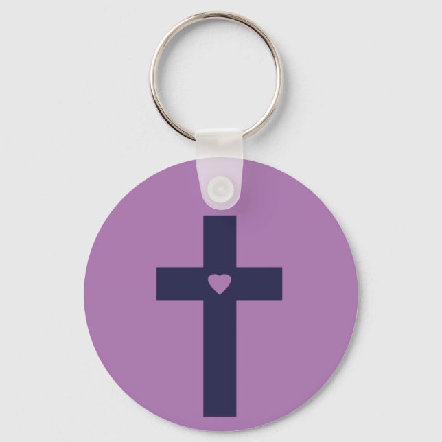 A cross with heart  keychain (Front)