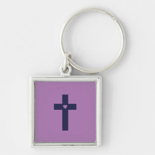 A cross with heart keychain