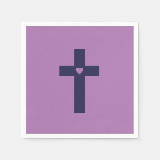A cross with heart  napkins (Front)
