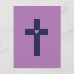 A cross with heart postcard