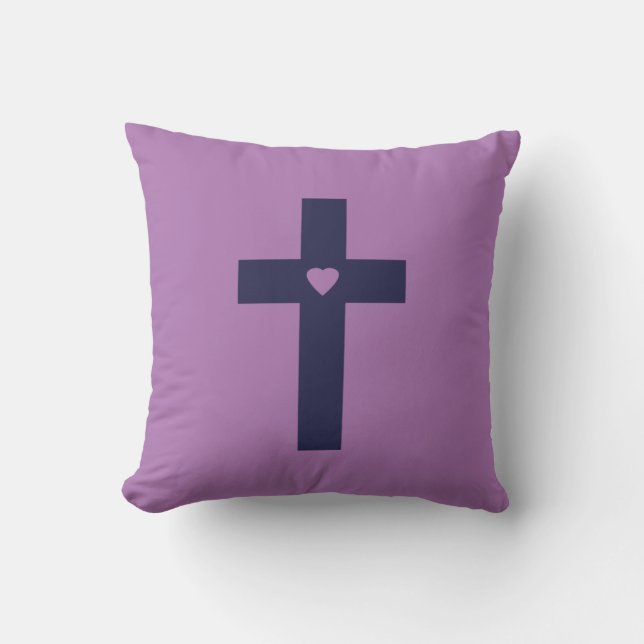 A cross with heart  throw pillow (Front)