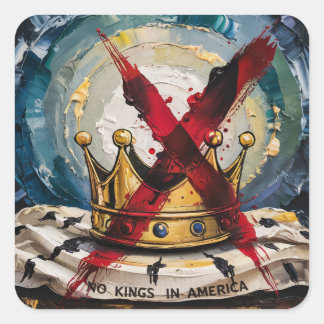 A crossed out crown and No Kings in America Square Sticker