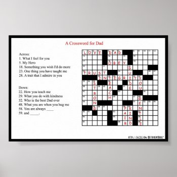 A Crossword For Dad Poster Print by NotionsbyNique at Zazzle