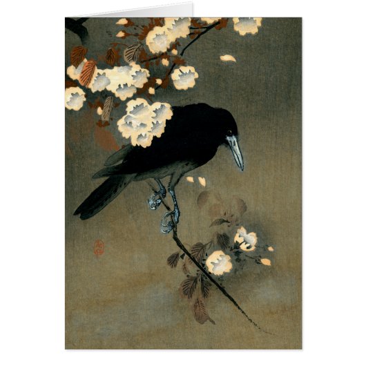 A Crow and Blossom by Ohara Koson Vintage (Front)