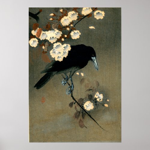 A Crow and Blossom by Ohara Koson Vintage Poster